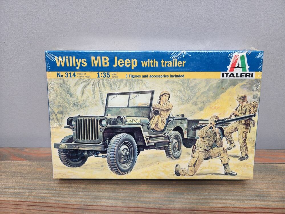 Italeri 314 1/35 Scale Military Model Kit WWII U.S Willys MB Jeep with Trailer